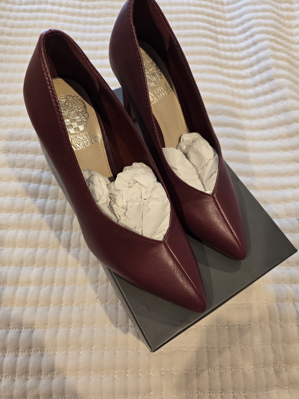 Vince Camuto Wine Pointed-Toe Leather Pumps